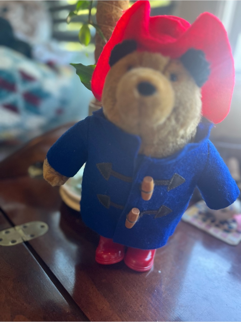Classic Bear Plush in Blue Coat and Red Hat